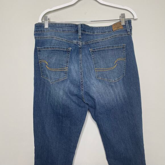Levi's Mid Rise Skinny Jeans Whiskered Distressed Zip Fly Buttoned Blue 16 L - Picture 9 of 13